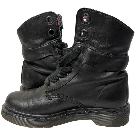 DR MARTENS #12105 Pink Plaid Flannel Lined Fold Down Boots 6 - Picture 6 of 13